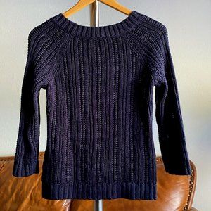 ANN TAYLOR LOFT Cropped Black Sweater 3/4 Sleeves Size M